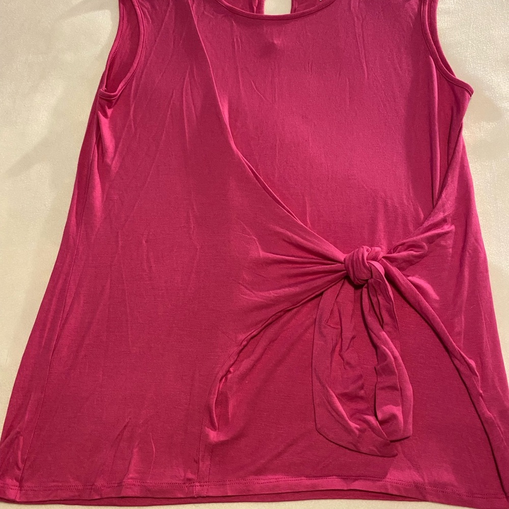 cha cha vente Hot Pink Side Tie Tank Top